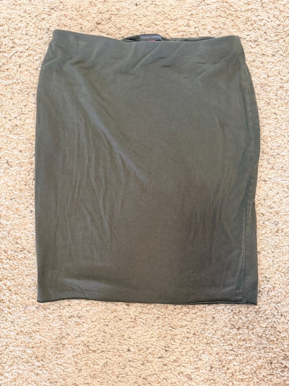 Vince Camuto Brown Stretch Pencil Skirt Size Small S Ruched Draped Midi